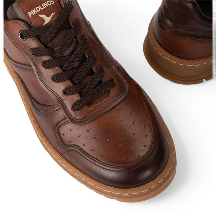 Pikolinos Men's Brown Leather Sneaker Trainers Lace-Up Sports Shoes - Salinas