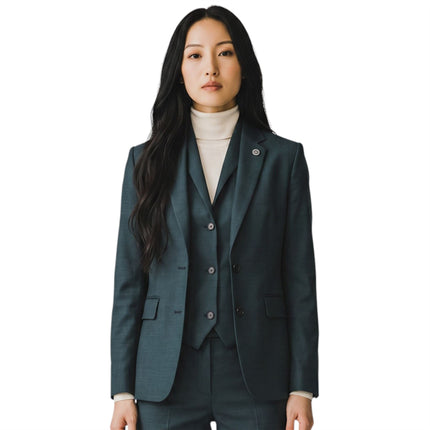 Women's Olive Three Piece Check Tailored Suit - TPW-53