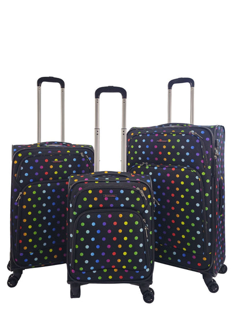 Lightweight Print Suitcases 8 Wheel Luggage Travel Soft Bags Set