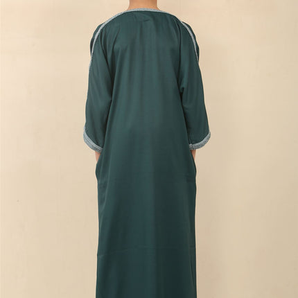 Kid's Boys Green Moroccan Thobe Jubba Robe Eid Djellaba Gandoura
