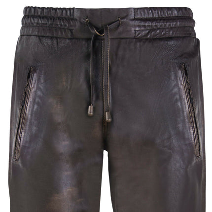 Mens  Leather Jogging Bottoms-Boston