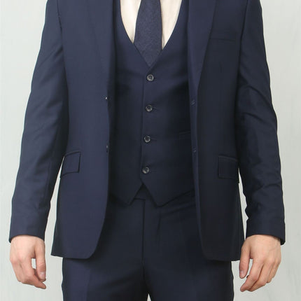 Men's Navy 3 Piece Formal Classic Prom Suit Workwear
