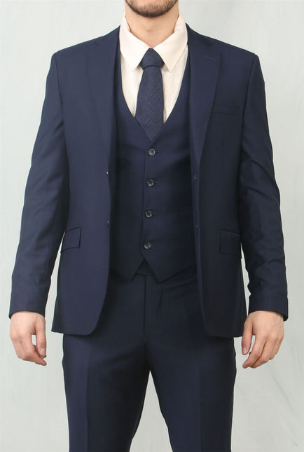 Men's Navy 3 Piece Formal Classic Prom Suit Workwear