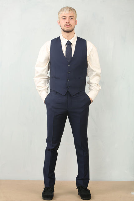 Men's Navy 3 Piece Formal Classic Prom Suit Workwear