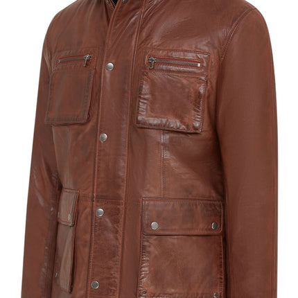Men’s Leather Military Jacket Outwear Trenchcoat - Field