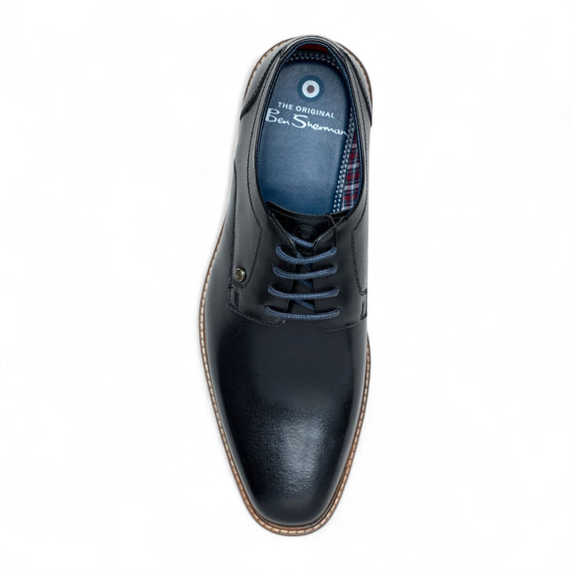 Ben Sherman Men's Black Leather Oxford Brogue Formal Derby Shoes - Pethick
