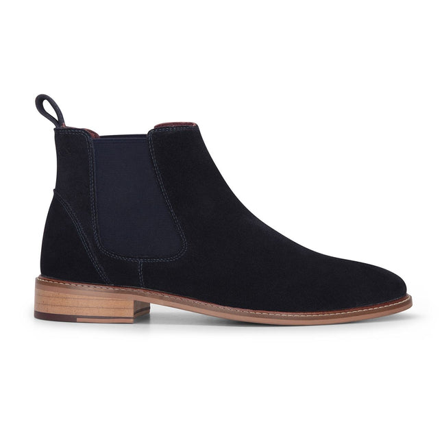London Brogues Men's Navy Blue Suede Leather Slip-On Chelsea Ankle Boots
