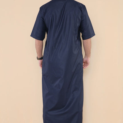 Mens Navy Thobe Jubba Islamic Arab Moroccan Saudi Zipped Kaftan Arab Robe