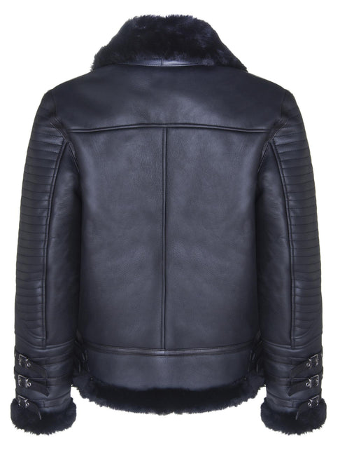 Mens Retro Sheepskin Bomber Jacket-Asheville