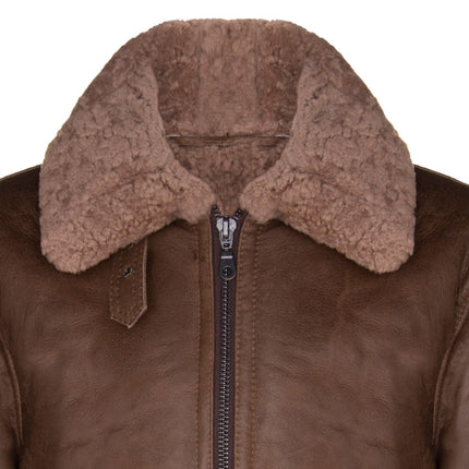 Mens B3 WW2 Sheepskin Leather Flying Aviator Jacket-Houston