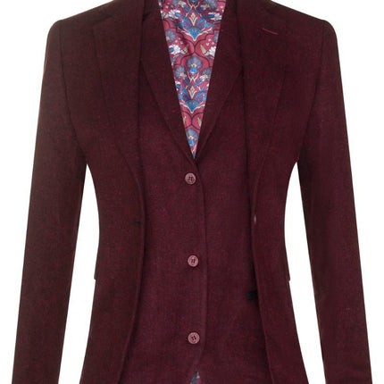 Womens 1920s  Wine Wool Classic Vintage Retro Blazer