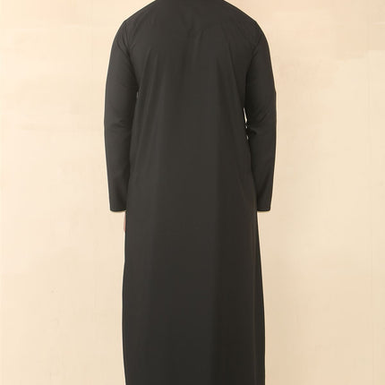 Men's Omani Eid Black Thobe  Saudi Emirati Jubba Robe