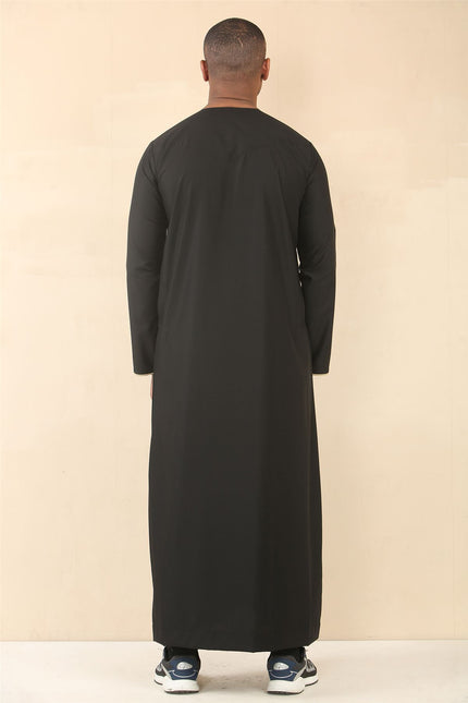 Men's Omani Eid Black Thobe  Saudi Emirati Jubba Robe