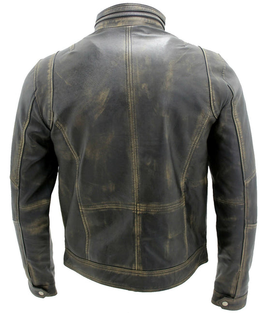 Men's Leather Retro Biker Jacket-Toronto