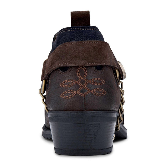 Men's Navy/Brown Leather Metal Chain Winklepicker Cowboy Boots