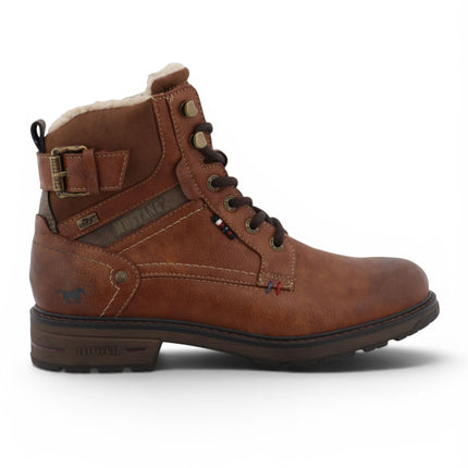 Mustang Men's Brown Faux Leather Winter Lace-Up Ankle Boots - M0021001