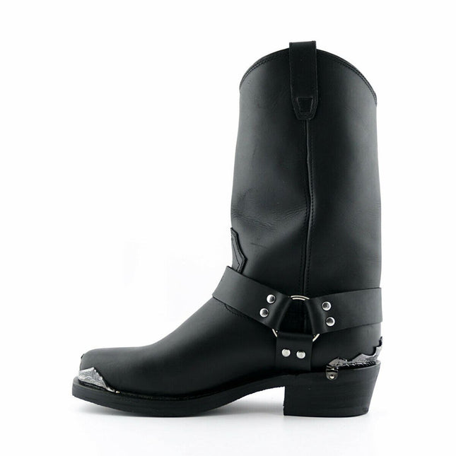 Grinders Mens Black Cowboy Biker Boots - Eagle Hi