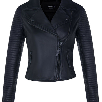 Womens Leather Matt Vintage Brando Biker Jacket-Taipei