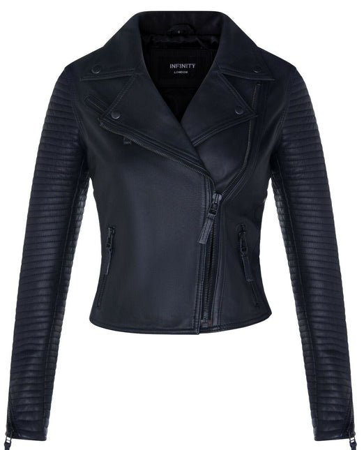 Womens Leather Matt Vintage Brando Biker Jacket-Taipei