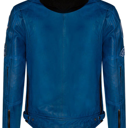 Mens Racing Hooded Leather Biker Jacket-Detroit