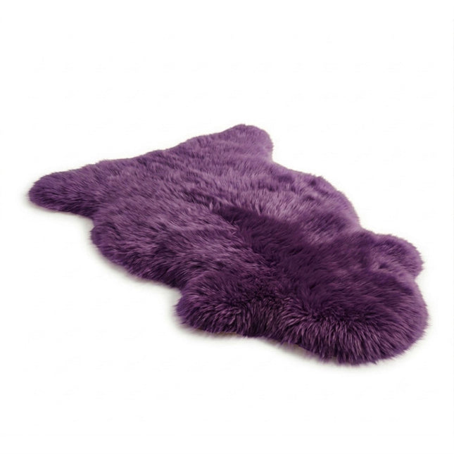 Genuine Bright Violet Sheepskin Natural Silky Soft Fluffy Real Wool Rug