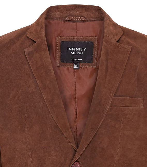 Mens Suede Blazer Jacket Soft Real Italian Leather Fitted Vintage Coat