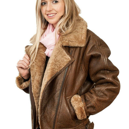 Womens B3 Sheepskin Leather Flying Jacket-Bergamo