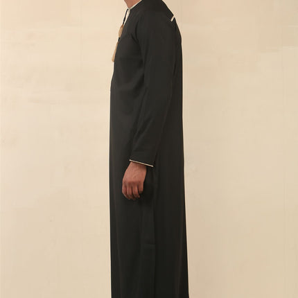 Men's Omani Eid Black Thobe  Saudi Emirati Jubba Robe