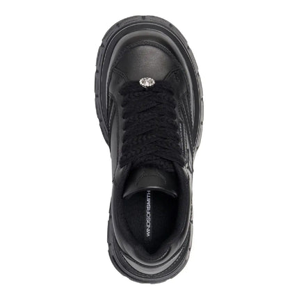 Windsorsmith Womens Black Chunky Leather Platform Trainers Sneakers - Swerve