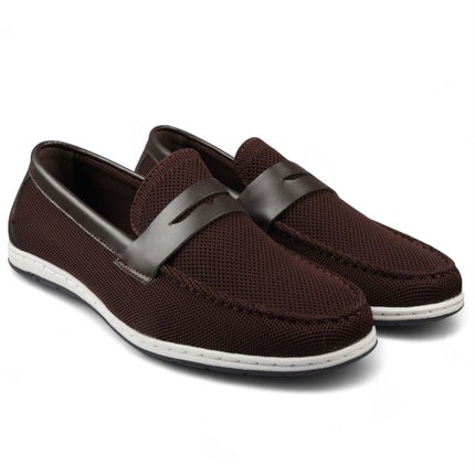 Men’s Brown Breathable Loafers Lightweight Slip-On