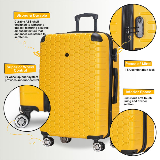 Hard Shell ABS 8 Wheel Luggage Travel Cabin Holiday Bags Suitcase Set