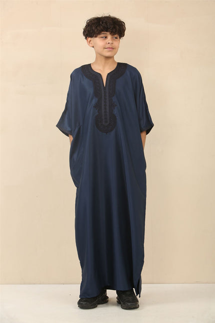 Kid's Boys Blue Moroccan Thobe Djellaba Jubba Robe Eid