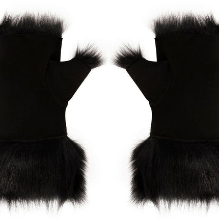 Womens Shearling  Mittens Fingerless Cuffs Toscana Suede Sheepskin Fur