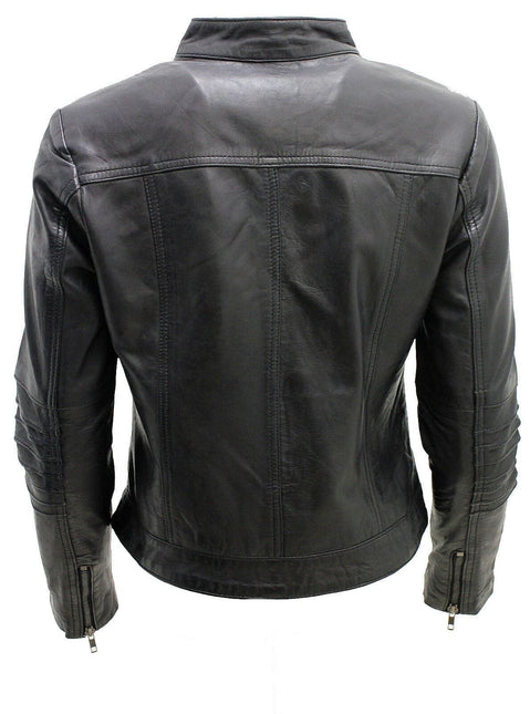 Womens Leather Biker Jacket-Konya
