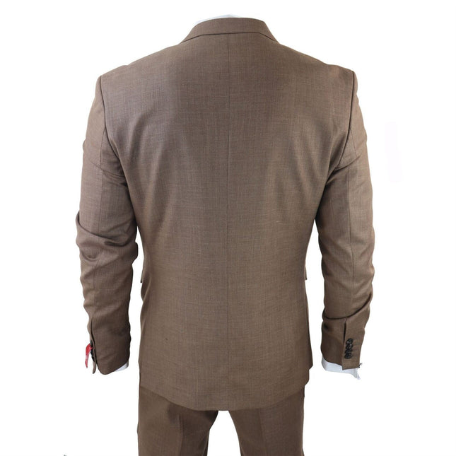 Men's Classic 3-Piece Plain Brown Suit
