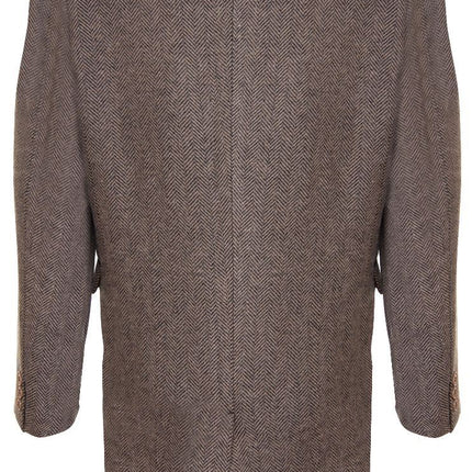 Mens 3/4 Brown Long Crombie Overcoat Jacket Herringbone Tweed Coat Peaky Blinder