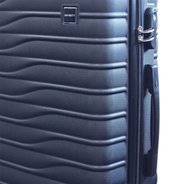 Hardshell Black Suitcase Set Robust 8 Wheel Luggage Cabin Case Bag