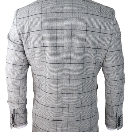 Mens 3 Piece Tweed Suit Grey Check Peaky Blinders 1920 Gatsby Wedding Suit