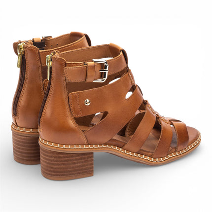 Pikolinos Women's Brown Leather Block-Heel Gladiator Sandals - Blanes