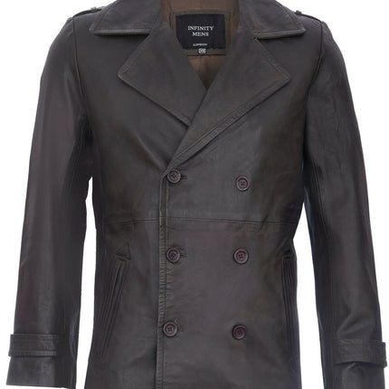 Mens Leather Peacoat-Amara
