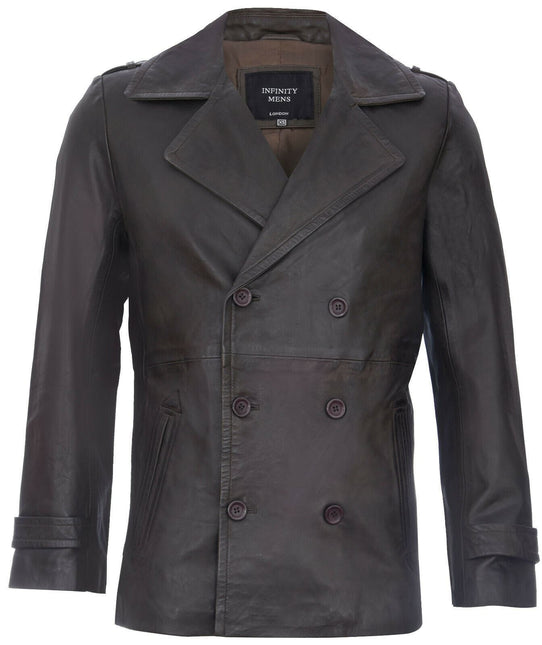 Mens Leather Peacoat-Amara