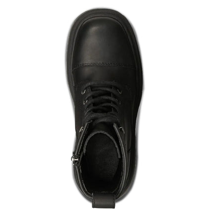 Windsorsmith Womens Black Leather Chunky Platform Combat Boots - Destroy