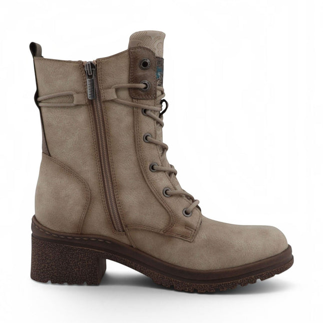Mustang Women's White Lace-Up Heeled Winter Combat Boots - M0092003