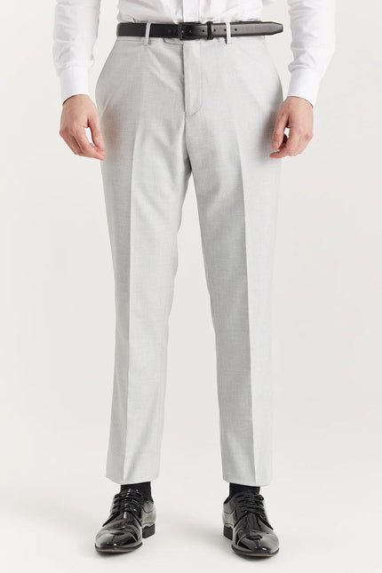 Men's Silver Lightweight Summer Wedding Party Trouser