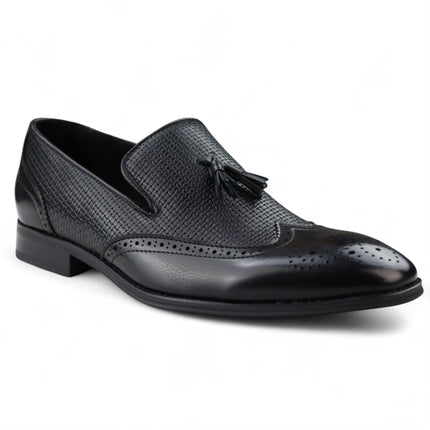 Men's Black Tassel Moccasin Loafers Smart Slip-On Dress Shoes