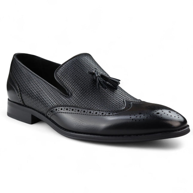 Men's Black Tassel Moccasin Loafers Smart Slip-On Dress Shoes