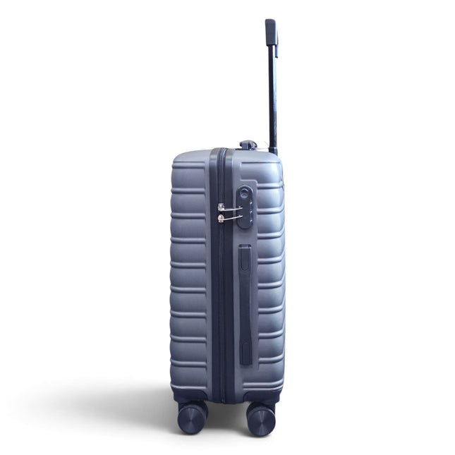 Hardshell Charcoal Grey Suitcase Set Robust 8 Wheel Luggage Cabin Case Bag