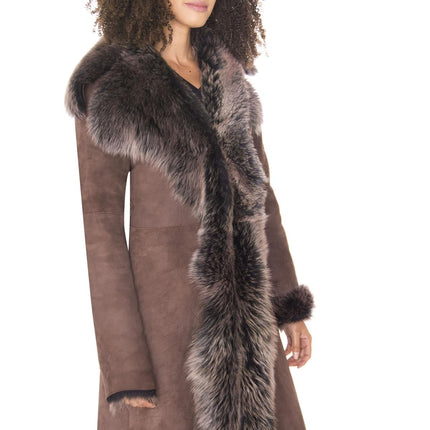 Womens Toscana Sheepskin Suede Trench Coat-Tbilisi