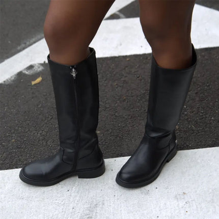 Windsorsmith Womens Black Fuax Leather Knee High Tall Boots - Blessing