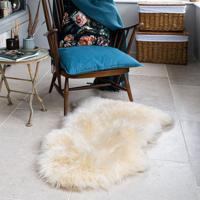 Genuine Cream Linen Sheepskin Natural Silky Soft Fluffy Real Wool Rug